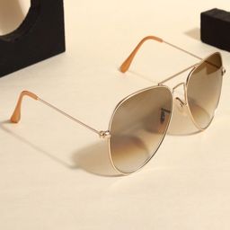 RESIST EYEWEAR Unisex Brown Lens & Gold Aviator Sunglasses with UV Protected Lens AIRCRAFTS GOLD BROWN DC-20