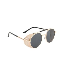 GARTH Unisex Black Lens & Gold Round Sunglasses UV Protected Lens GRT_RND_JALI_GLD-BLK-40