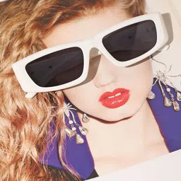 LULU & SKY Women Rectangle Sunglasses LH081-WHITE BLACK-picture-32