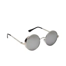 GARTH Unisex Grey Lens & Gunmetal-Toned Round Sunglasses Lens RND-CUP_NSIL_GRT-13