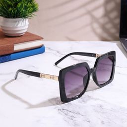 DressBerry Unisex Black Square Sunglasses with UV Protected Lens V30022-C1-38