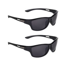 CRIBA Set Of 2 Full Rim Sports Sunglasses with UV Protected Lens VCR_N-SPRTS_BLK-BLK-50