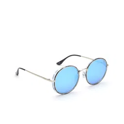 IDEE Unisex Blue Lens & Silver-Toned Round Sunglasses with UV Protected Lens-1