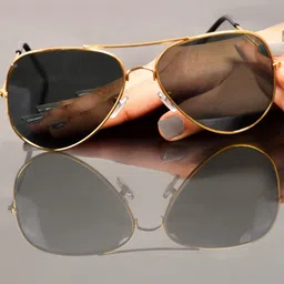 WROGN Men Aviator Sunglasses with UV Protected Lens WRNSG-06-AVI-GD-BK-16