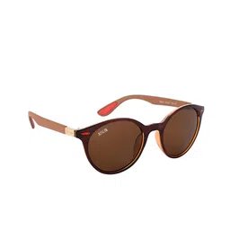 AISLIN Unisex Round Sunglasses with UV Protected Lens ES_14163-53-AS-9011-BRW-BRGL-RDOV-13