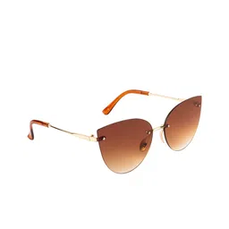 AISLIN Women Brown Lens & Gold-Toned Cateye Sunglasses with UV Protected Lens-52