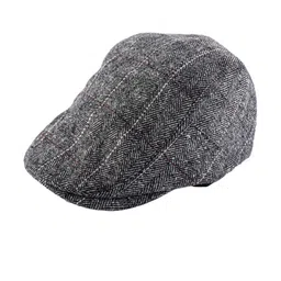 The Tie Hub Men Grey Checked 100% Wool Felt Flat Cap-1