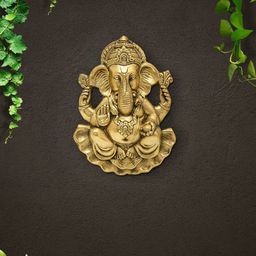 Imli Street Gold Toned Lotus Ganesh Wall Hanging Plate-image-21