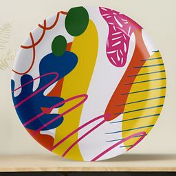 nestroots Yellow & White Printed Wall Decor Plate-2