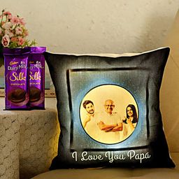 Love You Papa Personalised Cushion n Silk Chocolates-image-32