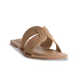 ERIDANI Textured Open Toe Flats-14