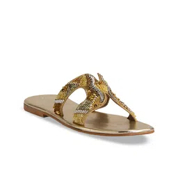 ERIDANI Embellished Open Toe Flats-image-59