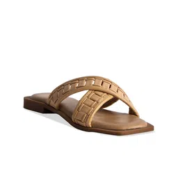 ERIDANI Woven Design Open Toe Flats-image-48