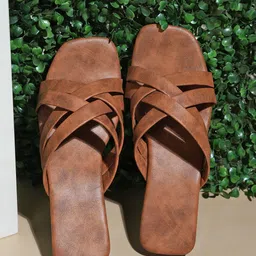 SAPATOS Textured Open Toe Flats-90