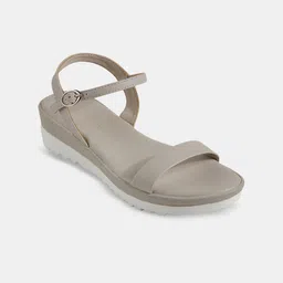 LEMON & PEPPER Open Toe Flats With Buckle Closure-11