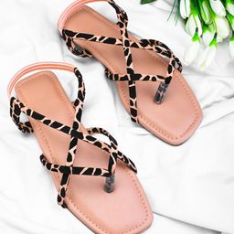 Apratim Printed Open Toe Flats-5
