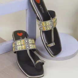 Metro Women Embellished One Toe Flats-picture-10