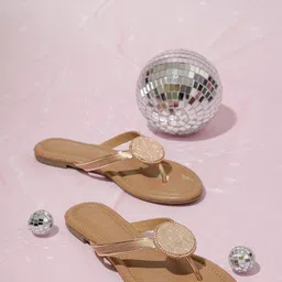 Inc 5 Embellished Striped Open Toe Flats-34