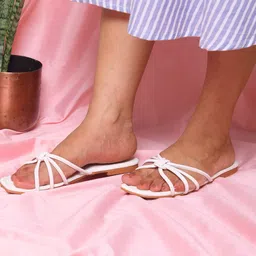 Zebba Women White Solid Open Toe Flats-image-25