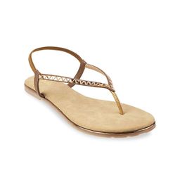 Mochi Women Gold-Toned One Toe Flats-47