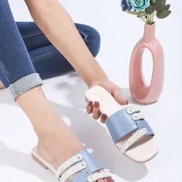 Gibelle Embellished Open Toe Flats-13