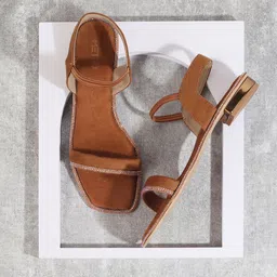 Metro Embellished Open Toe Flats With Backstrap-5