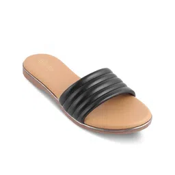 Tresmode Textured Open Toe Flats-39