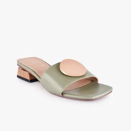 BuckleUp Women Olive Green Colourblocked Block Sandals-picture-36
