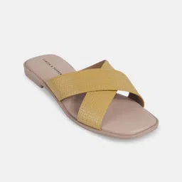 LEMON & PEPPER Textured Open Toe Flats-4