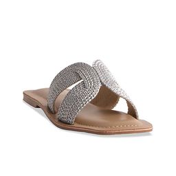 ERIDANI Textured Open Toe Flats-19