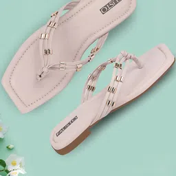 FAUSTO Embellished Open Toe Flats-11