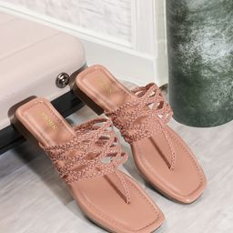Anouk Textured Open Toe Flats-4