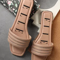 ELLE Textured Open Toe Flats-1