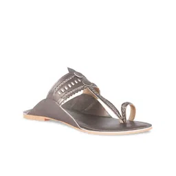 London Rag Women Bronze-Toned Ethnic One Toe Kolhari Flats-picture-10