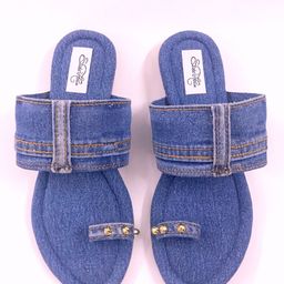 Sole House Women Blue Denim One Toe Flats-image-8