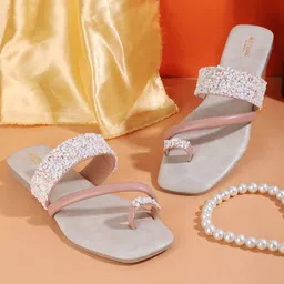 Anouk Embellished One Toe Flats-22
