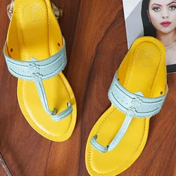 MEHNAM Textured Embellished One Toe Flats-2