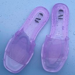 CAI Clear No Back Strap Open Toe Flats-55