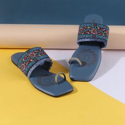 Mochi Embroidered One Toe Flats-image-4