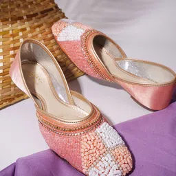 JM Looks Ethnic Embellished Sqaure Toe Mojaris-image-70