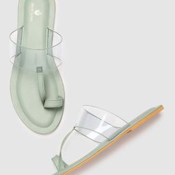 Marc Loire Women Green Transparent One Toe Flats-image-46