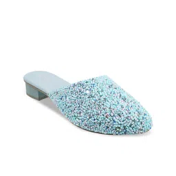 Mochi Women Blue Mules Flats-image-81
