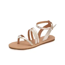 WZAYA Strappy Open Toe Flats With Buckle Closure image 2