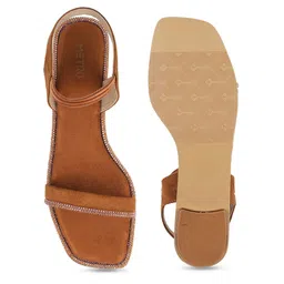 Metro Embellished Open Toe Flats With Backstrap image 3