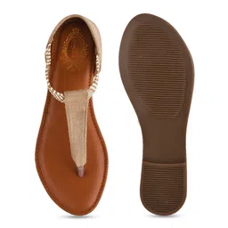 Shoetopia Embellished T-Strap Flats With Backstrap image 5