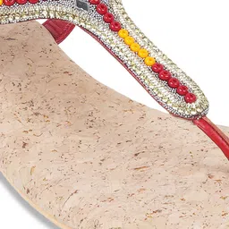 Mochi Embellished T-Strap Flats With Backstrap image 3