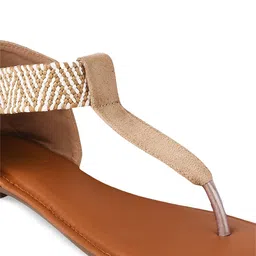 Shoetopia Embellished T-Strap Flats With Backstrap image 4