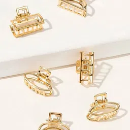 OOMPH Women Gold-Toned Set of 6 Claw Clip-6