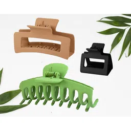 Krelin Women Set Of 3 Anti-Rust Durable Plastic Claw Clips-image-91