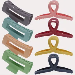 FIMBUL Women Set Of 8 Square Claw & Butterfly Claw Matte Hair Clips-71